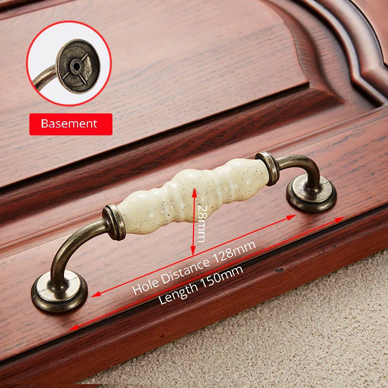 Ручки для шкафов NAIERDI, черные, бронзовые, керамика, цинковый сплав