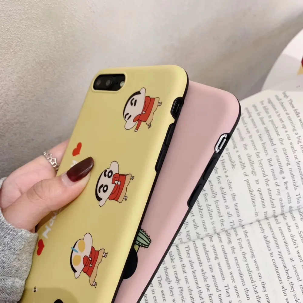 Frosted cartoon crayon xiaoxin and cherry maruko for iphone 6P 6S 6SP 7 7P 8 8P X XS MAX XR mobile phone protective shell |