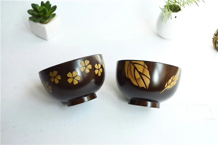 Деревянная чаша в японском стиле из массива дерева для супа лапши влюбленных