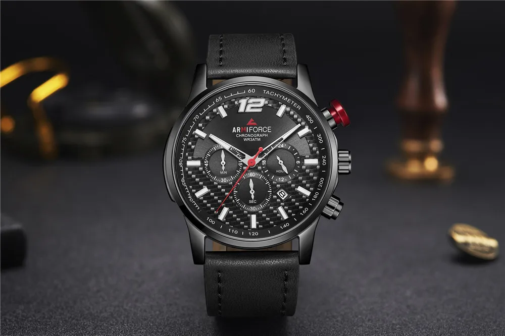 Новые часы мужчины люксовый бренд хронограф водонепроницаемый кварцевые