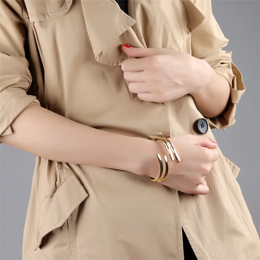 XQNI Occident Style Smooth Opening Bangle Fashion For Women Street Shooting Modeling Accessories Jewelry Birthday Gift | Украшения и