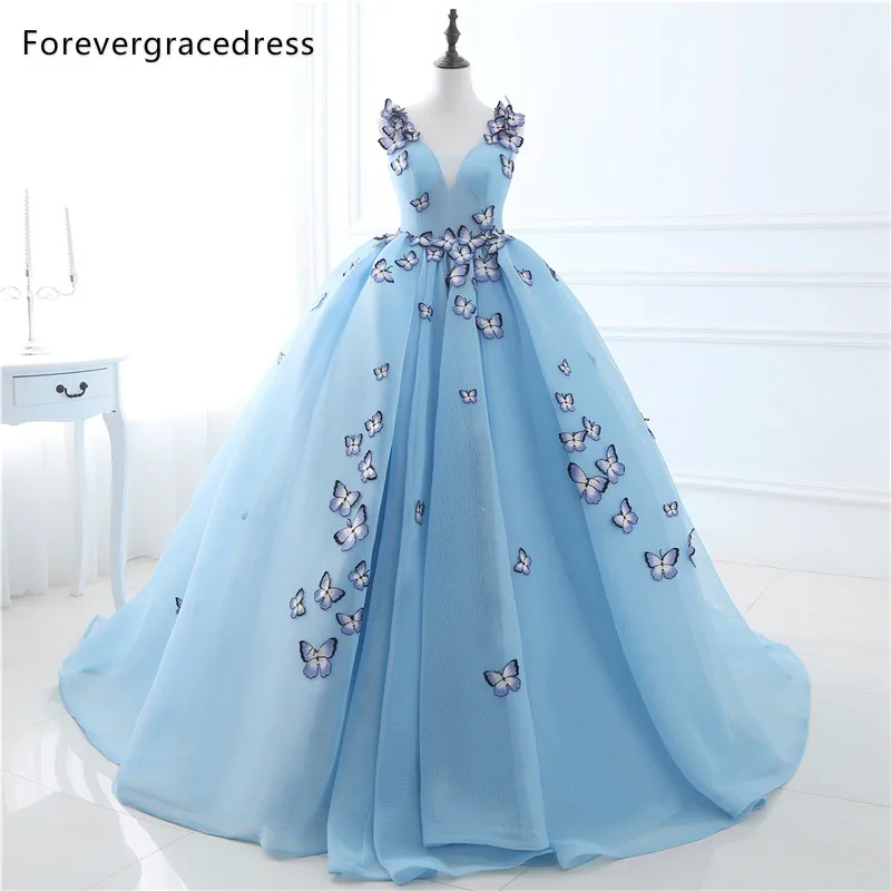 Forevergracedress Реалистичные Фотографии голубой Quinceanera платье новый V Средства ухода за