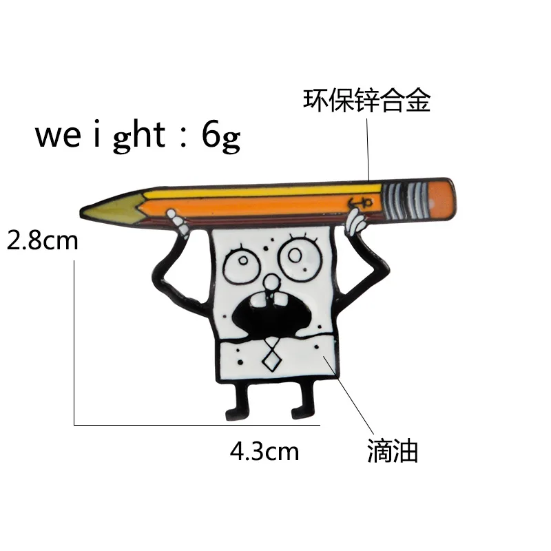 Мультфильм Губка Боб брошь в виде карандаша для женщин мужчин креативная Модная