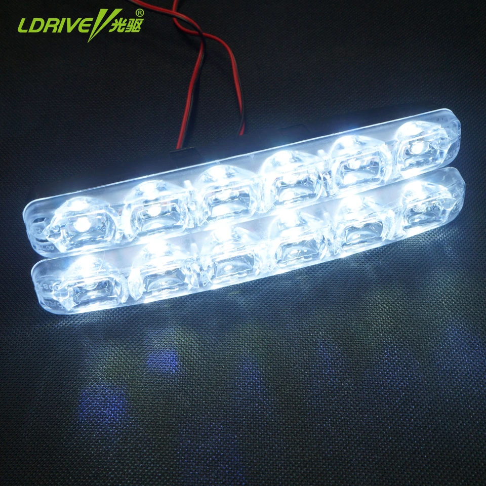 LDRIVE 2 шт. супер яркий DC 12V COB светодиодный светильник белые дневные ходовые огни DRL