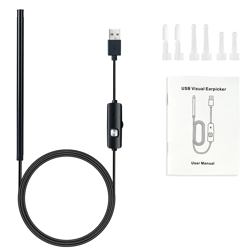 Эндоскоп для чистки ушей USB HD визуальная ложка 5 мм мини камера ПК Бороскоп
