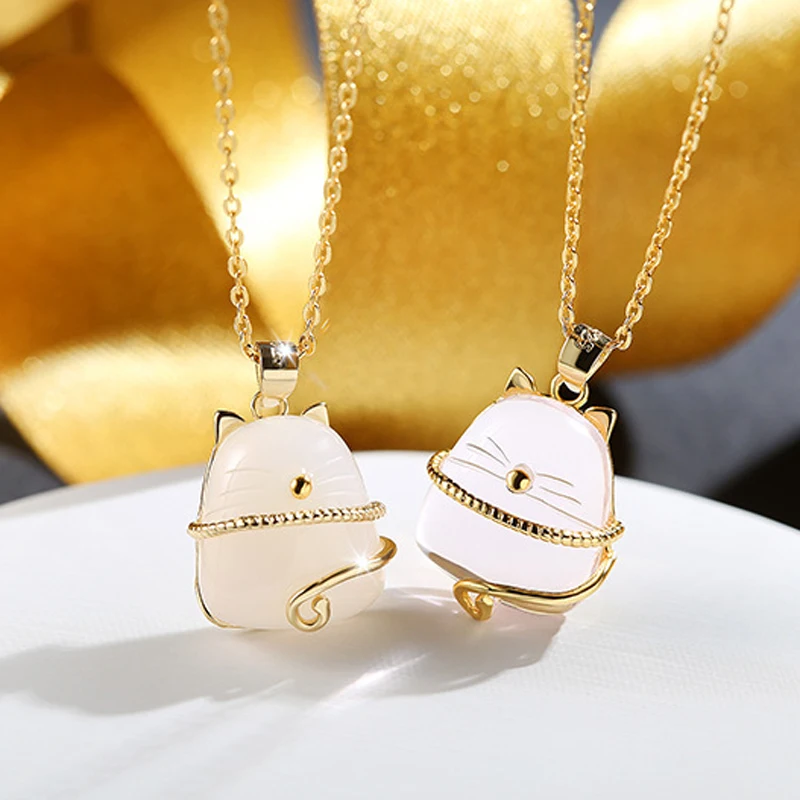 Милый мультяшный Тоторо Цепочки и ожерелья для Для женщин Lucky Cat многослойное украшение на шею в Цепочки и ожерелья с розовым кристаллом S925 Стерлинговое Серебряные ювелирные изделия Kolye
