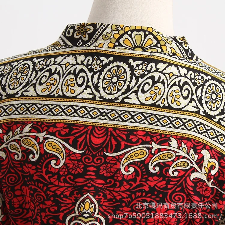 Vestidos, темно-синее/зеленое/фиолетовое/красное женское летнее длинное платье в стиле бохо, повседневное свободное кафтан с принтом, этнические платья макси из искусственного шелка K03
