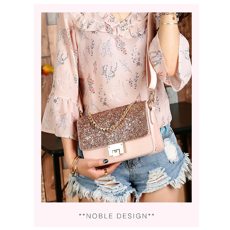 Женские сумки-мессенджеры расшитые блестками с цепочками на плечо мини-сумка 2019 |