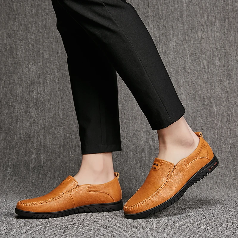 Men Shoes Casual Luxury Brand 2018 Genuine Leather Italian Loafers Moccasins Slip on Mens Boat Plus Size 37-46 | Обувь