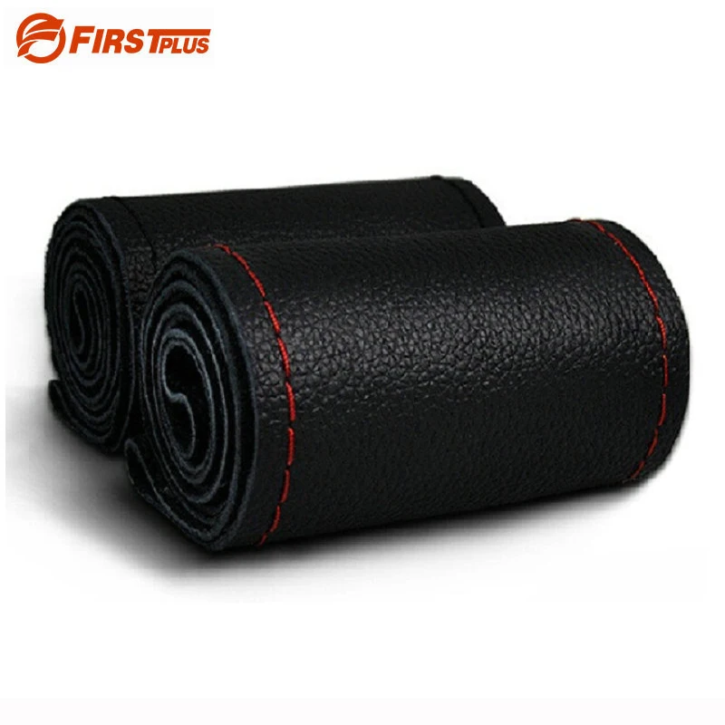 Черный плетеный 100% верхний слой чехол на руль из натуральной кожи Прошитый стиль