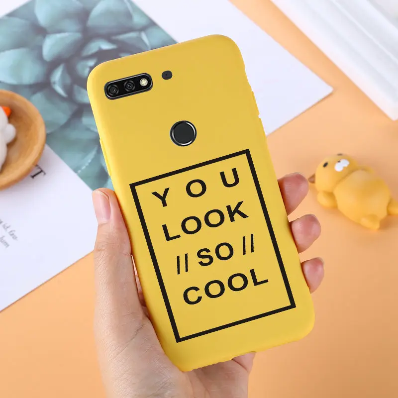 For Huawei Honor 7C Case Silicone Soft TPU Back Cover Cases 7 C/Honor7C 5.7inch Yellow Phone Bags |