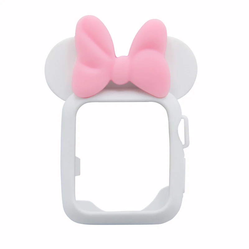 White pink 2 Милые Мультяшные силиконовые часы Чехол 5 4 44 мм для apple watch ремешок 40 мм браслет ремешок для iwatch 3 2 1 42/38 мм протектор аксессуар - Цвет ремешка: White pink 2