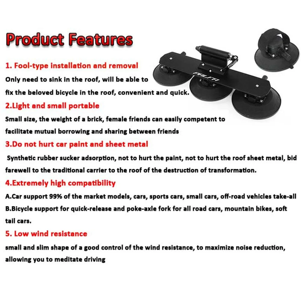 Верхняя всасывающая крыша-топ велосипедная стойка Аксессуары для велосипеда Sustion Cup багажник на крышу цикл SUV Sucker Talon Автомобильные стойки запчасти для велосипеда