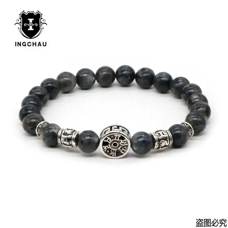 Браслет с мантрой из буддизма 6 словами и посеребренным покрытием|yoga jewelry|amazonite