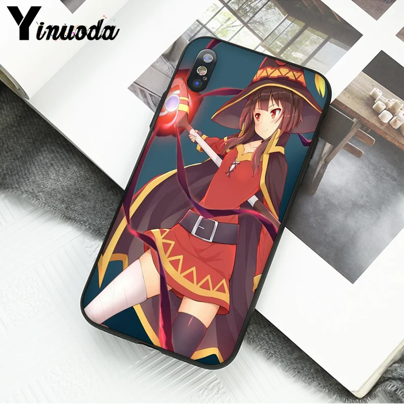 Yinuoda Япония Аниме Konosuba Megumin черный мягкий чехол для телефона Apple iPhone 8 7 6 6S Plus X XS MAX 5