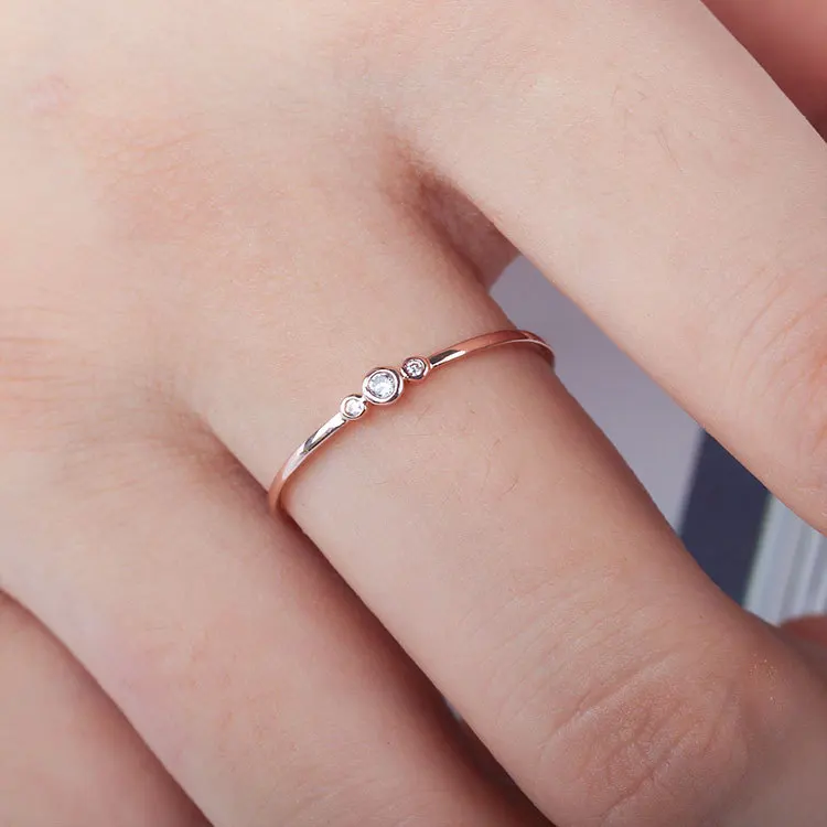Triple Little Bling Zirconia Thin Band Simple Style Women Rose Golden Silver Plated Rings 5 Sizes | Украшения и аксессуары