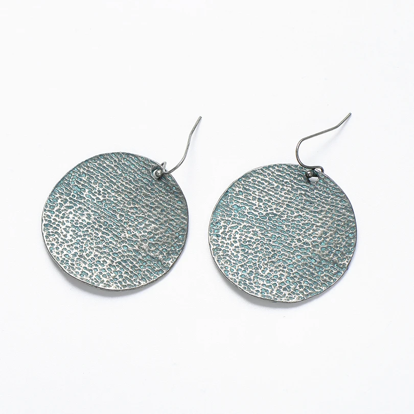 Chic Retro Big Alloy Round Drop Earrings For Women Statement Jewelry Vintage Geometric Shape Silver Color Europe Earring Hot | Украшения и