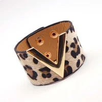 rainbery new hand fashion leopard horsehair imitation leather bracelet simple all match ms ol v word wide women wrap bracelet