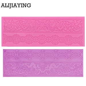 M0361 кружевной Цветочный узорбордюр силиконовая форма инструменты для украшения торта инструменты для выпечки для помадки тортов Свадебные инструменты