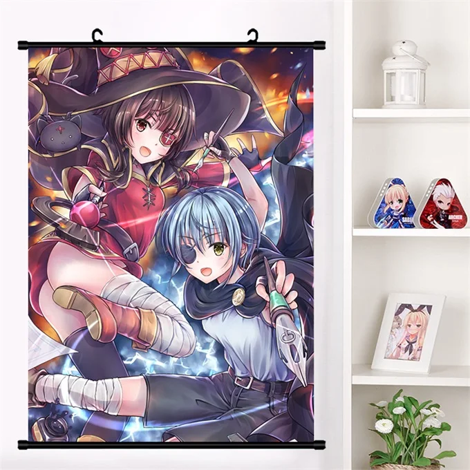 Аниме Манга KonoSuba Божье благословение на этом чудесном мире! Megumin Aqua Darkness Косплей настенные свитки Фреска плакат домашний декор - Цвет: P