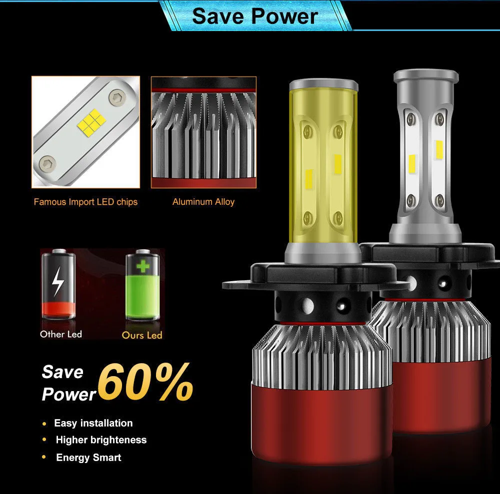 Autofeel H13 лампы для фар Светодиодный H4 H10 9007 CSP светодиодный Дальний свет DC12V 24V 120W