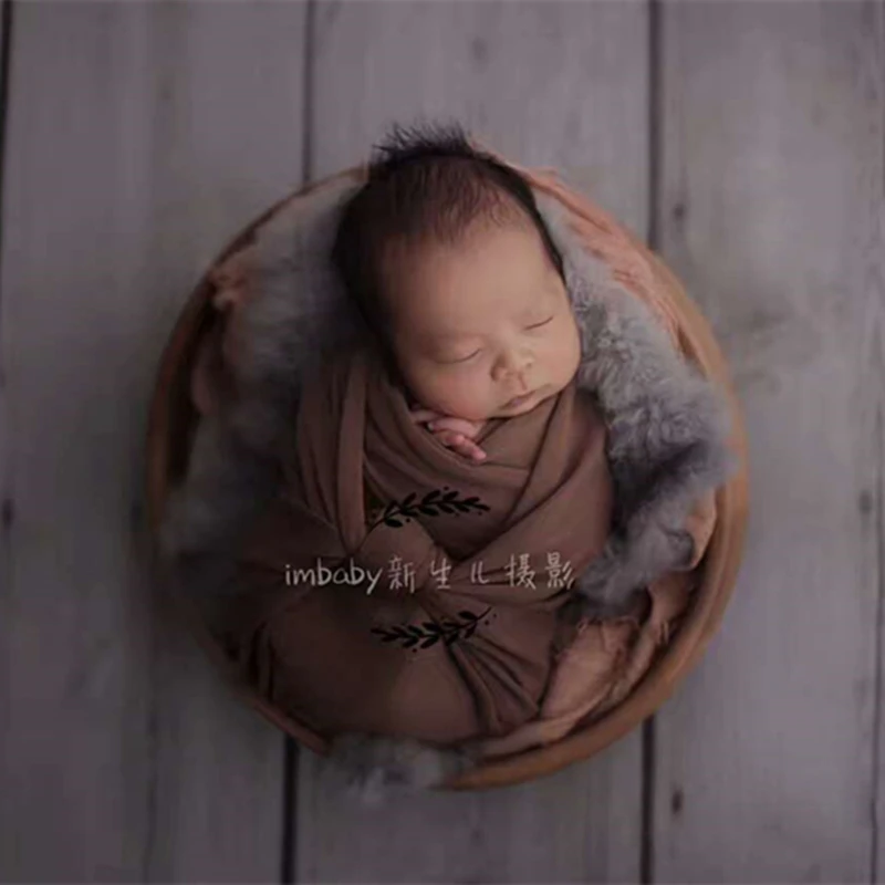Vintage Wooden Bowl Newborn Photography Props Baby Carved Posing Bowl Photo Props