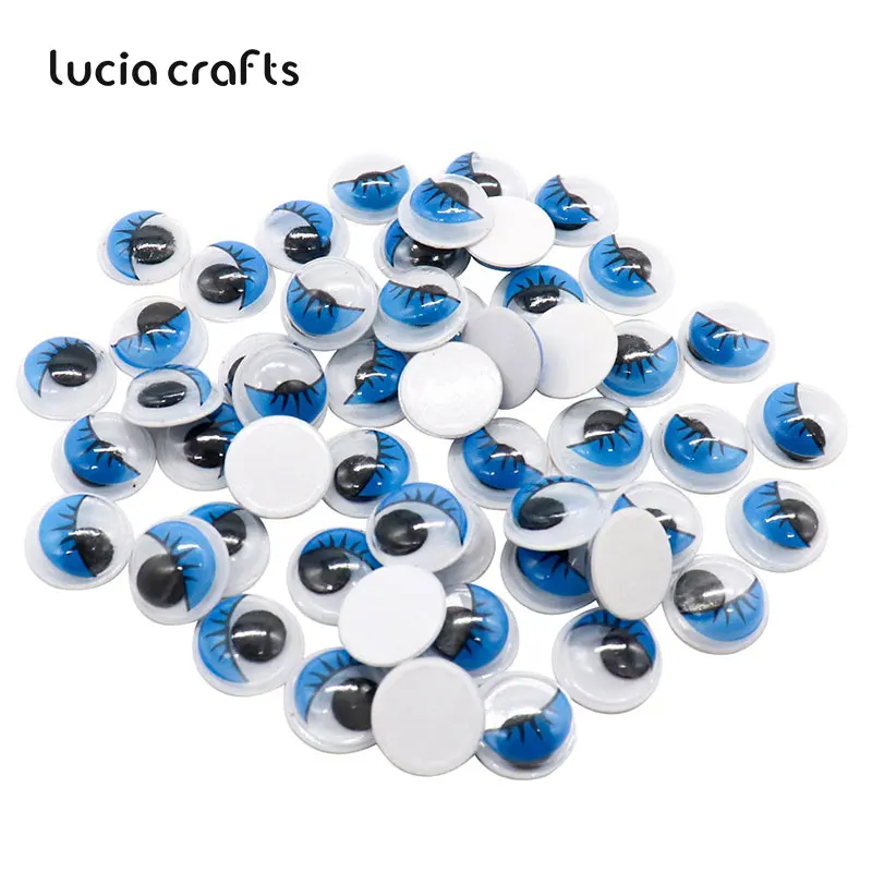 Lucia crafts 50 шт. 10 мм с ресницами Googly Wiggly Eyes самоклеящиеся пластиковые глаза скрапбук для кукольных игрушек аксессуары K0805 - Цвет: Blue 50pcs