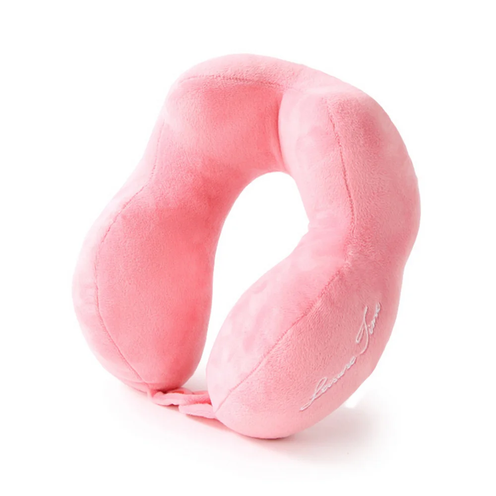 Pink JINSERTA, мягкая плюшевая u-образная подушка для путешествий, хлопок, Офисная подушка для головы, подушка для шеи, для автомобиля, подушки для сидения, спальный подголовник - Цвет: Pink