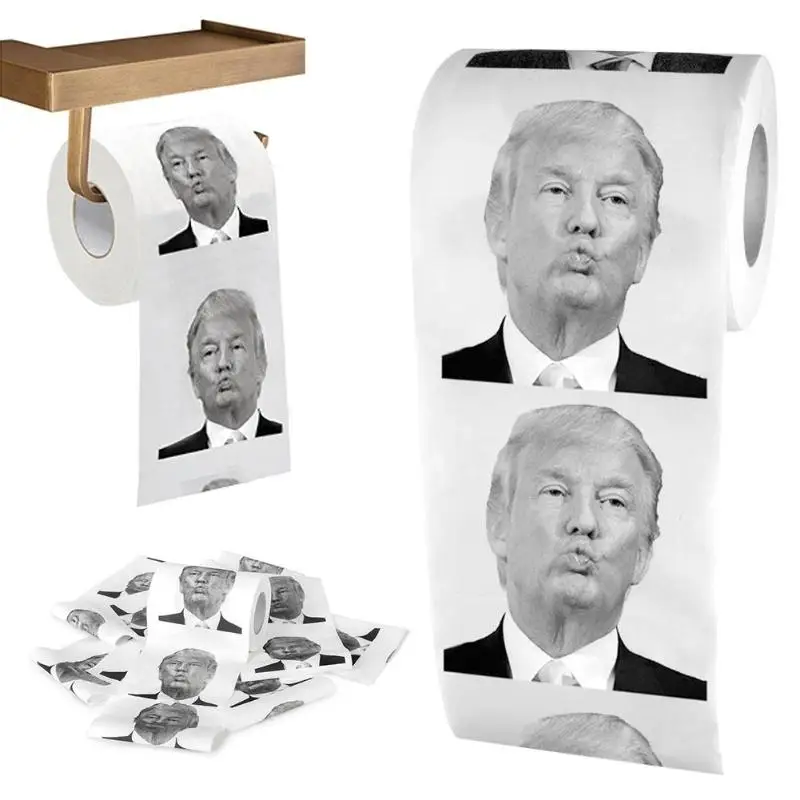 Новинка Дональд Трамп поцелуй Печатный рулон туалетной бумаги шутка салфетка подарок