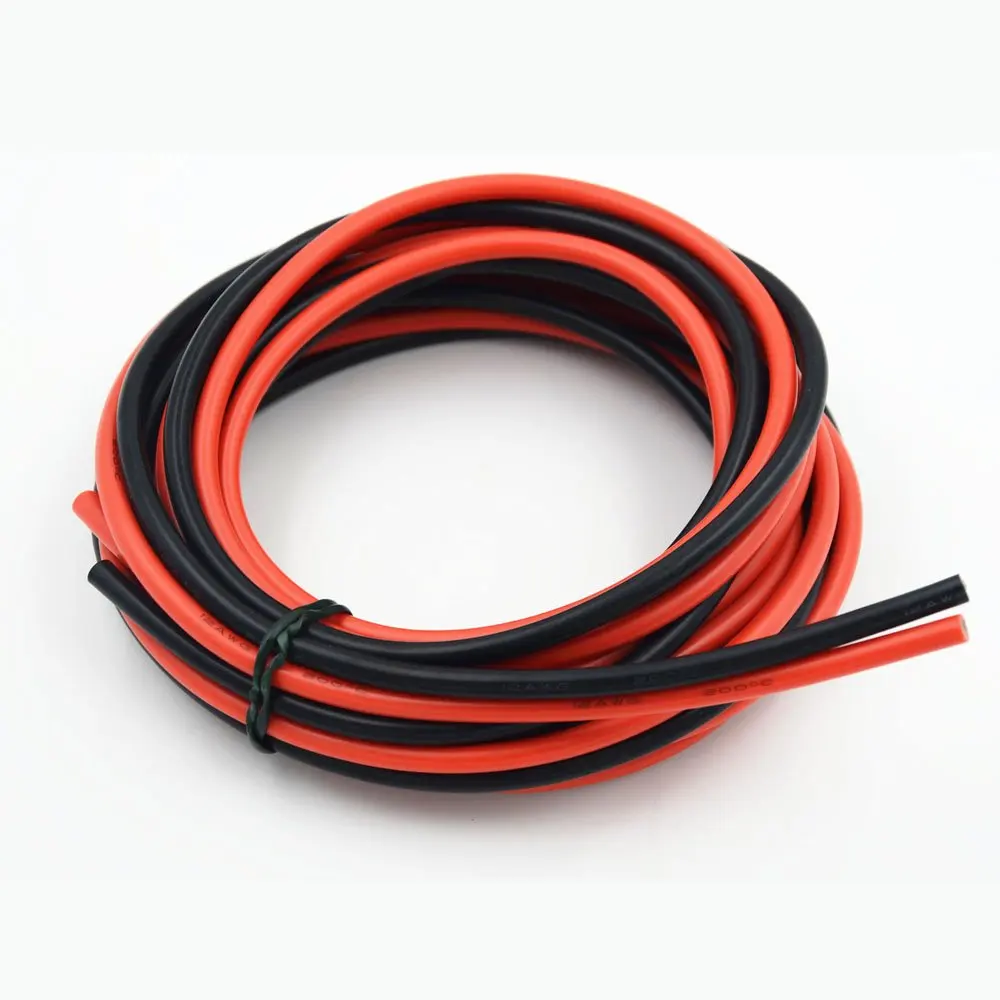 12 AWG 3.3mm2 черный и красный электрические силиконовые провода кабели мягкие и гибкие нити луженой меди 12 Калибр крюк до провода