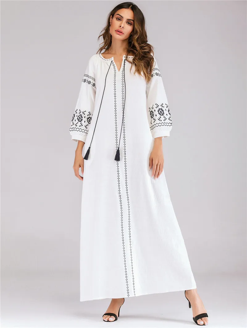 muslim long dress Женское мусульманское длинное платье макси вечернее платье из Дубая вышивка марокканский кафтан скромный abaya s Caftan Bangladesh турецкие платья - Цвет: muslim long dress