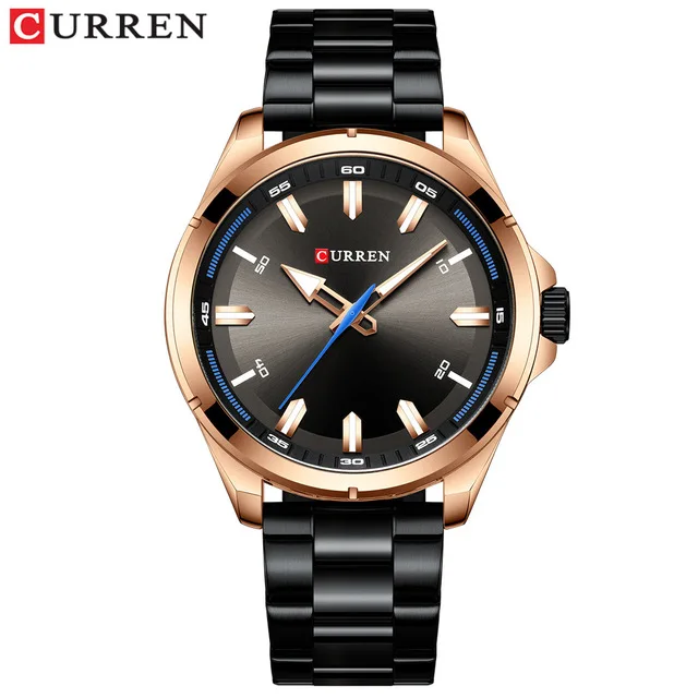 Black Rose Gold Curren Роскошные Брендовые Часы мужские наручные часы мужские часы из нержавеющей стали Кварцевые аналоговые спортивные часы мужские серые Relogio Masculino - Цвет: Black Rose Gold