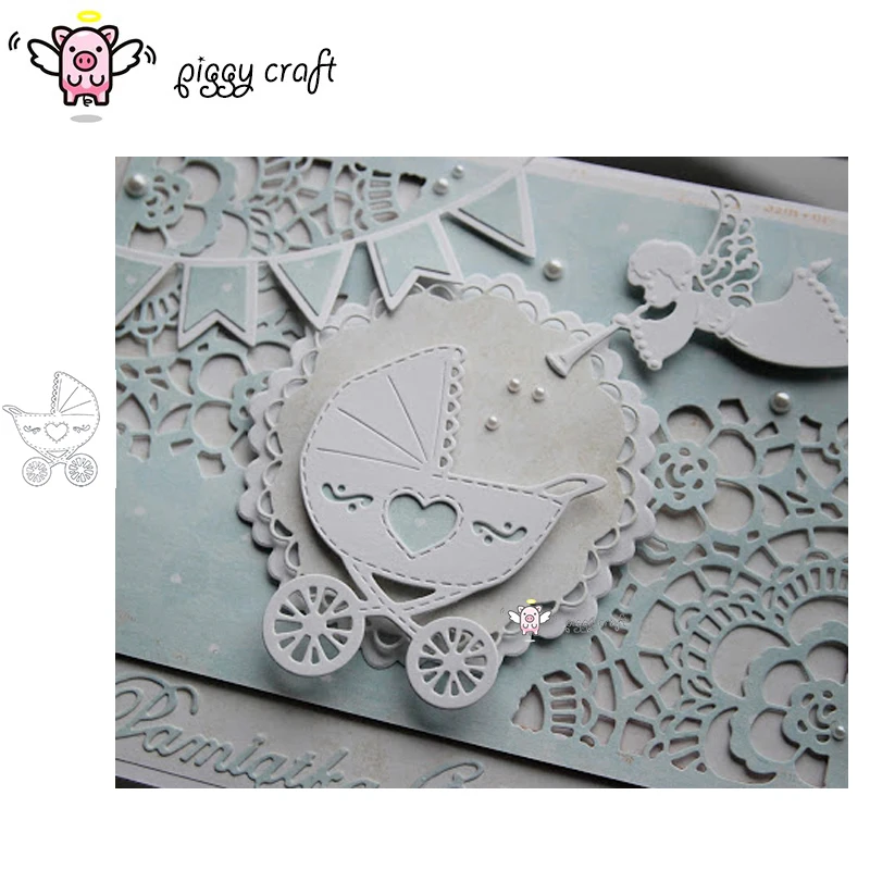 Piggy Craft metal cutting dies cut die mold Baby trolley cradle Scrapbook paper craft album card punch knife art cutter die