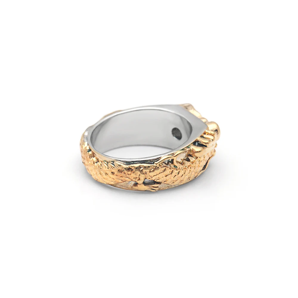 Hainon New Arrival Vintage Gold Color Dragon Ring A round Zircon in Mouth Silver Party Punk Jewelry Give Man The Best Gift | Украшения и