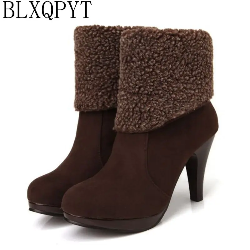 

2016 Winter Boots 34-39 Fashion Thin Heel Boots With Buckle And Made Of Qualityl Women Round Toe Shoes warm sonw boots 109