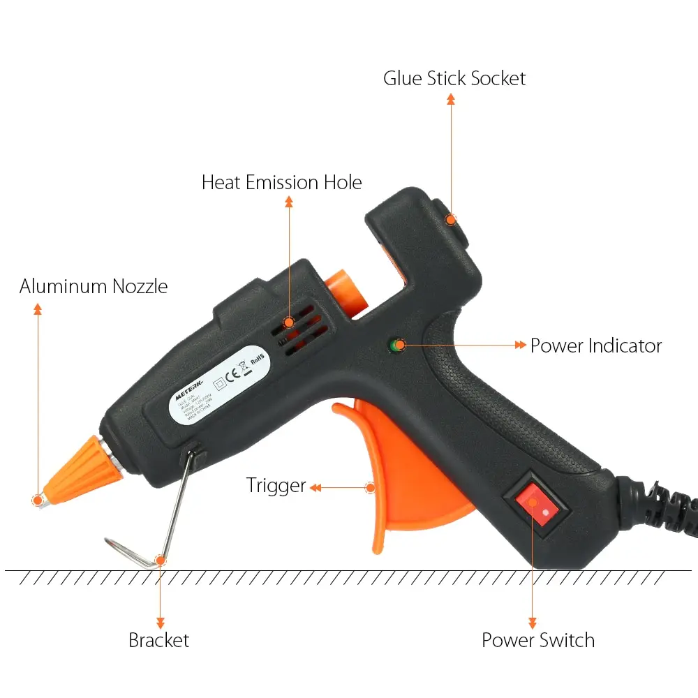 Meterk термоклеевой пистолет с 50 шт. клеевые палочки 20 Вт DIY горячий клеевой