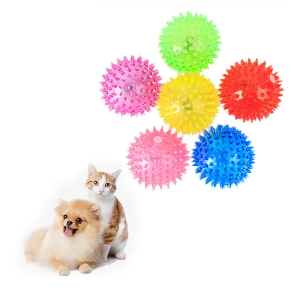 Pet Vocal мигающий Spiky мяч мягкий резиновый Осветляющий для домашних собак