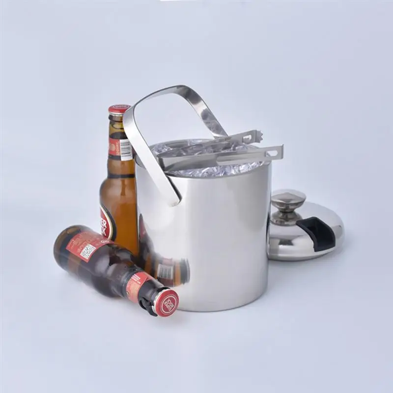 1300ML Stainless steel Ice Cube Container Double Walled ice bucket as container with tongs and lid Dropship | Дом и сад