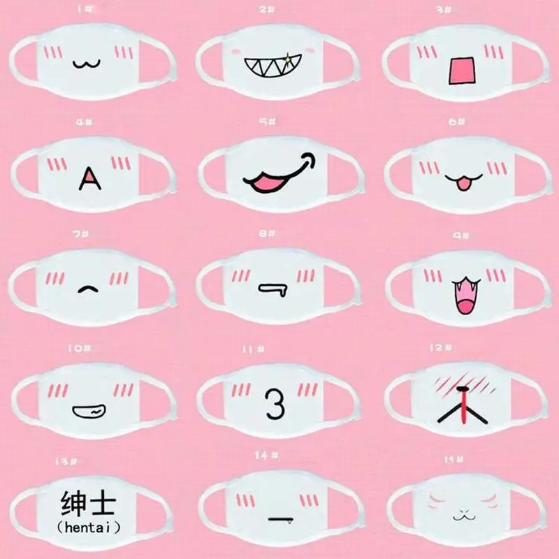 1 шт. модная Милая противопылевая маска Kpop хлопковая маска для губ Emotiction Masque Kpop Masks аниме мультфильм рот Муфельная маска для лица