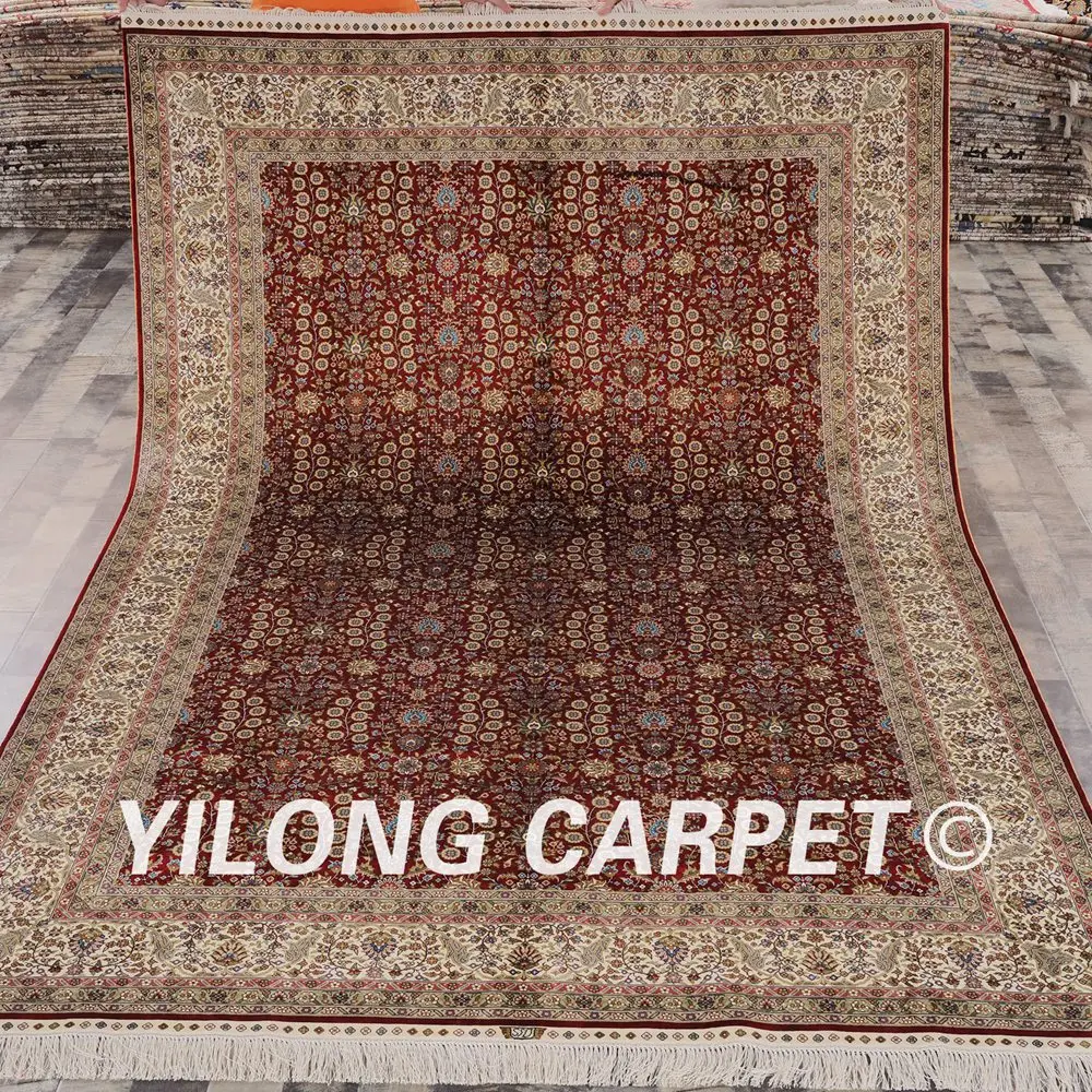 Yilong 6 &quotx 9&quot красный ковер ручной работы шелковый с узелком (LH03A6x9)|carpet rug|silk carpetrugged
