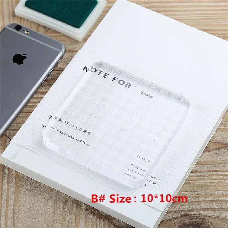 B Clear Acrylic Scrapbook Clear Stamp Board Square Hands Press Handle Tool For Stamps DIY Craft 1PC Different Size - Цвет: B