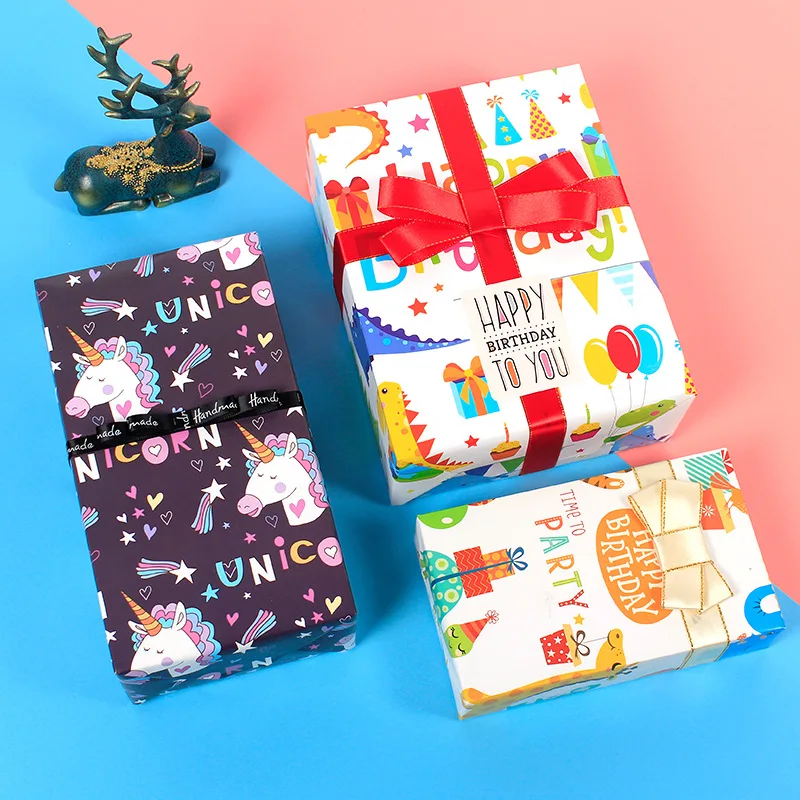 

Flamingo Unicorn Rainbow Dinosaur Gift Wrapping Paper for Birthday Bridal Showers Baby Showers Party Supplies Favors Gift Wrap