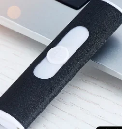 Маленький портативный электрический USB ветрозащитный беспламенный электронная зарядка прикуриватель без газового масла двухсторонние зажигалки зажигания - Цвет: black