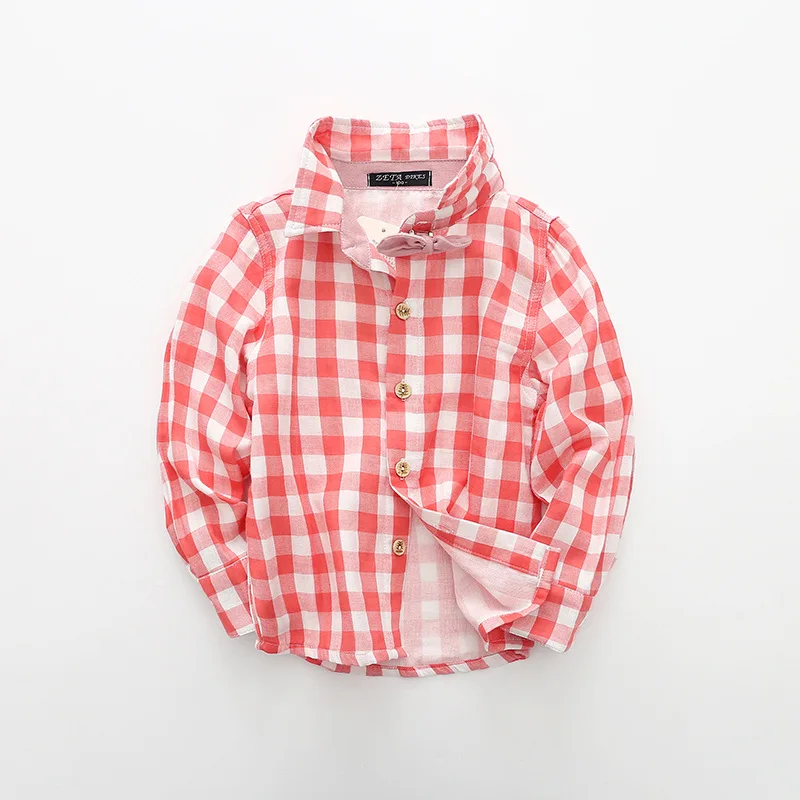 Рубашка в клетку для мальчиков модная детская блузка из хлопка высокого качества