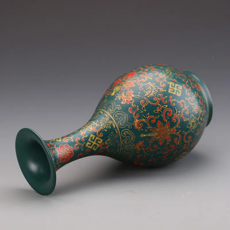 Классическая антикварная китайская фарфоровая зеленая глазурная эмаль