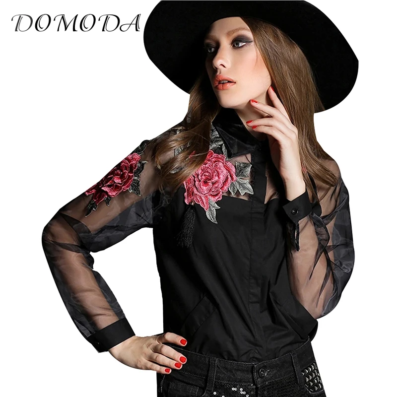 Domoda одежда пикантные сетчатые лоскутное Для женщин футболка Chic Цветочные