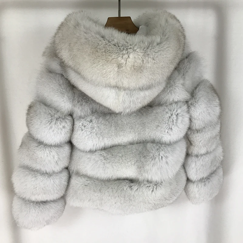 ANDERELLA женское теплое пальто из натурального Лисьего меха короткая тонкая зимняя куртка из натурального меха модная верхняя одежда роскошное натуральное плотное пальто из лисьего меха