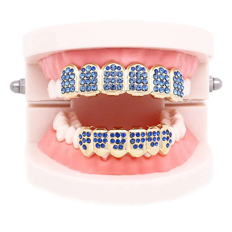 LuReen Красочные зубы Grillz верхние и нижние CZ грили стоматологические хип-хоп вампирские зубы шапки гриль рот украшения для тела Вечерние