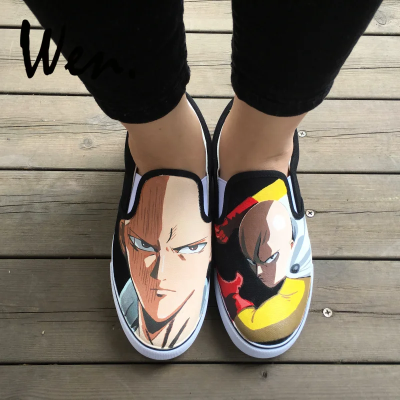 Вэнь дизайн пользовательские аниме One Punch Мужская Ручная роспись обувь низкий Топ