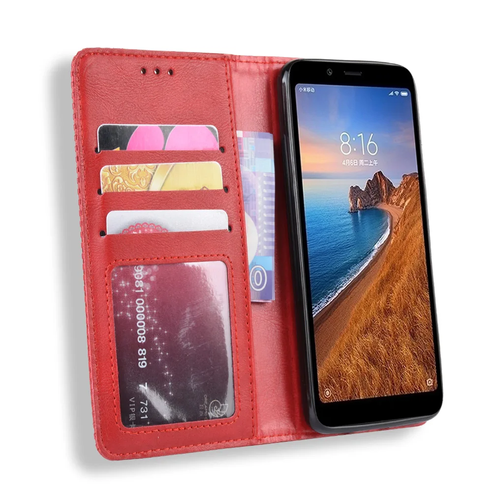 Роскошный Ретро Тонкий кожаный флип-чехол для Xiaomi Redmi 7A, чехол-подставка с магнитной книгой, чехол для Redmi 7A, чехлы для телефонов